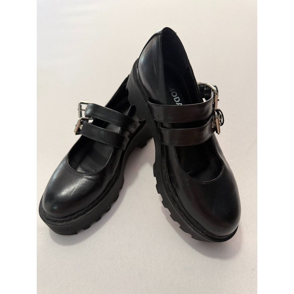 Lamoda Black Double-Buckle Platform Mary Janes | Size 8 - Picture 12 of 12